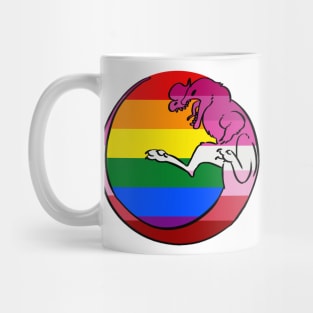 Gay / Lesbian Pride Dilophosaurus Black Outline Mug